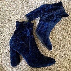 Blue Velour Booties Size 9.5